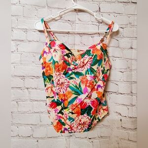 Victoria's Secret 32DD Push Up Swim Tankini Floral Colorful Tankini Beachy Vacay